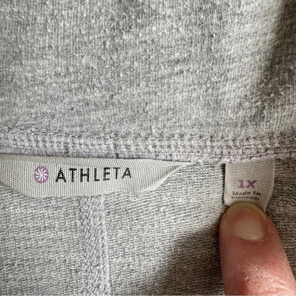 Athleta Tunic Sweatshirt with Cowl Neck and Half Zip Gray Size 1X - Picture 9 of 14